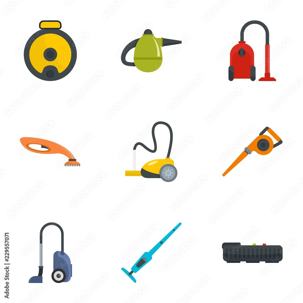 Poster modern carpet sweeper icon set. flat set of 9 modern carpet sweeper vector icons for web design