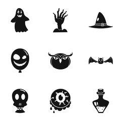 Scary halloween icon set. Simple set of 9 scary halloween vector icons for web design on white background