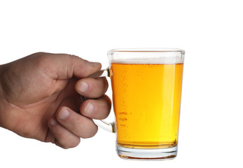 a pint of beer kept in a hand