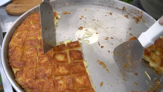 Cutting Cheese Pie Or Pasrty