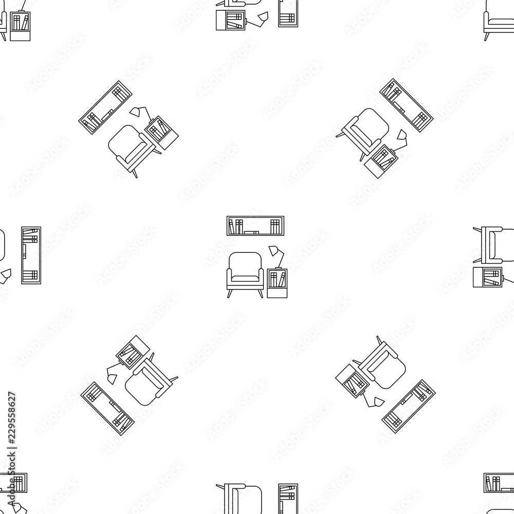 Poster reading armchair pattern seamless vector repeat geometric for any web design