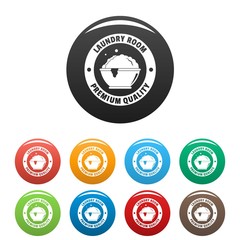 Laundry premium room icons set 9 color vector isolated on white for any design