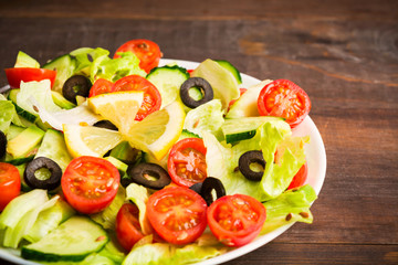 Close up view of healthy vegetable salad