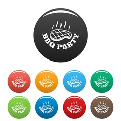 Bbq party icons set 9 color vector isolated on white for any design