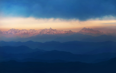 Fototapeta na wymiar Mountain landscape with spectacular clouds