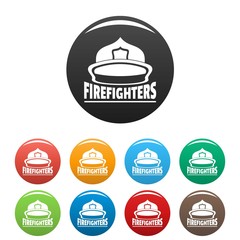 Fototapeta premium Firefighters helmet icons set 9 color vector isolated on white for any design