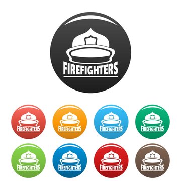 Firefighters helmet icons set 9 color vector isolated on white for any design