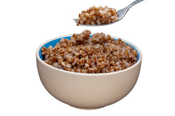 A full plate of buckwheat porridge.