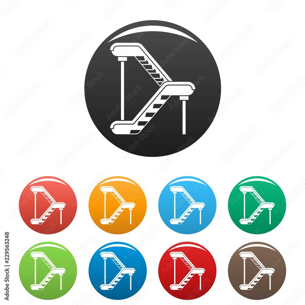 Aufkleber double escalator icons set 9 color vector isolated on white for any design