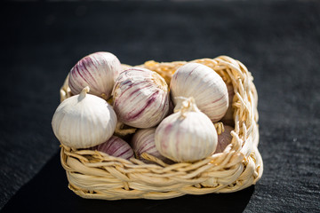 Garlic from China, mini garlic, garlic in basket, basket