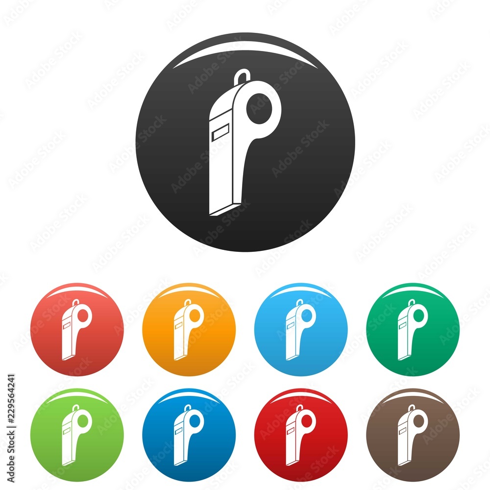 Poster loud whistle icons set 9 color vector isolated on white for any design