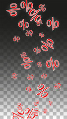 Luxury Vector Gold Percentage Sign Confetti on Transparent. Percent Sale Background. Business, Economics Print. Discount Illustration. Promotion Poster. Black Friday Banner. Special offer Template.