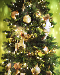 Christmas tree background and Christmas decorations