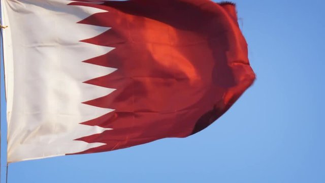 Qatari National Flag Flying in the Wind. Video 1080p