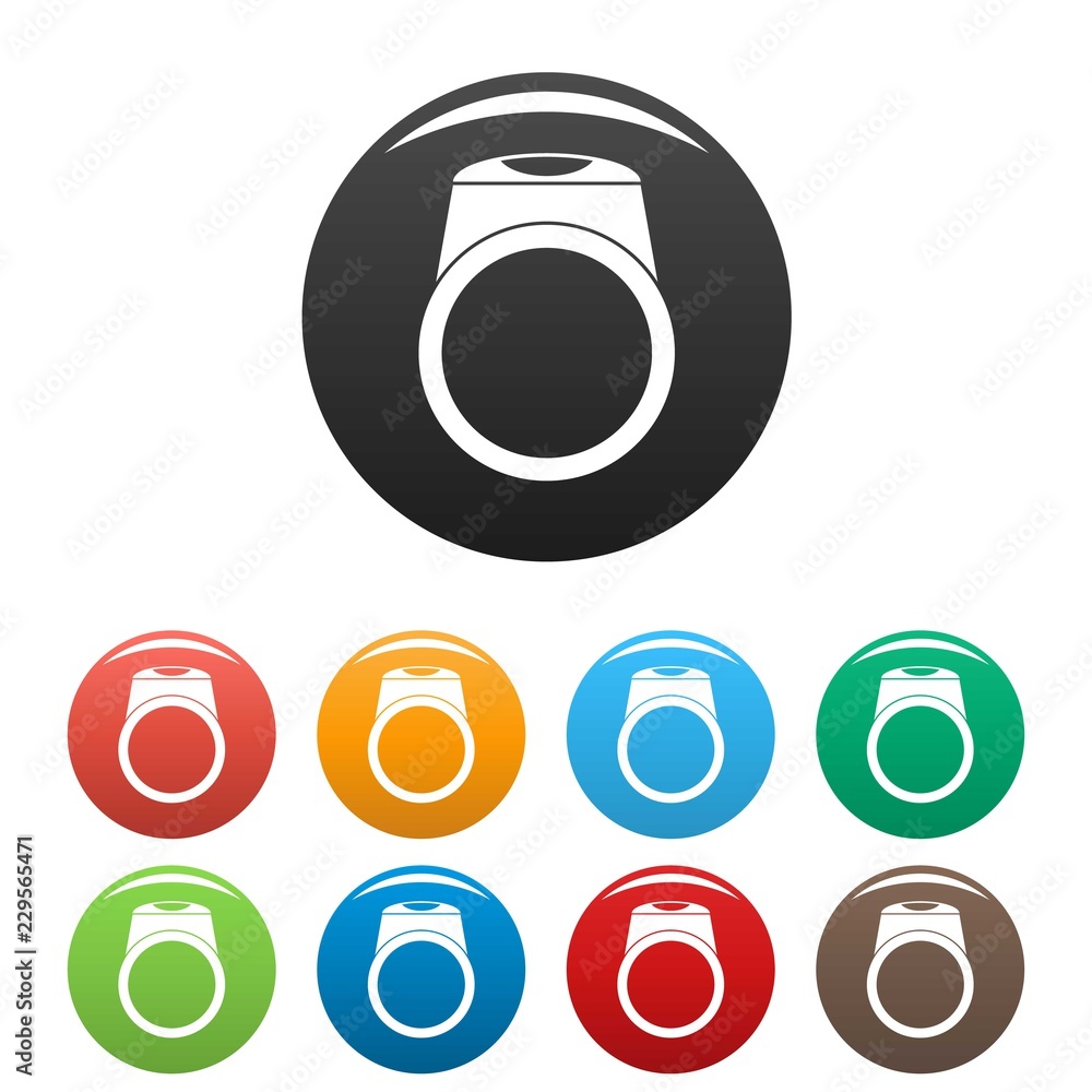 Sticker Ring icons set 9 color vector isolated on white for any design