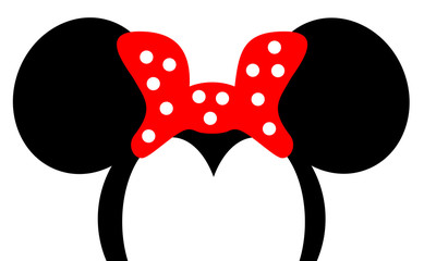 Mouse Ears with red bow Headband for Birthday Party or Celebration, cartoon style meme, vector eps 10