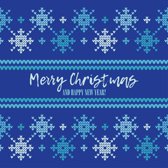 Seamless vector background with Knitted decorative snowflakes. Merry Christmas and Happy New Year! Winter pattern. Can be used for wallpaper, textile, invitation card, wrapping, web page background.