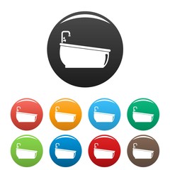 Bathtube water tap icons set 9 color vector isolated on white for any design