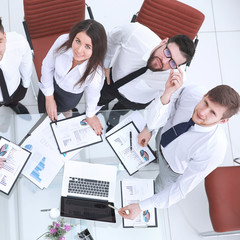 Fototapeta premium top view.professional business team looking at camera