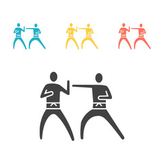 karate blow and defense flat icon Vector sign