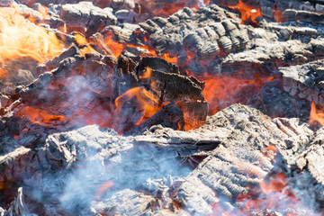 Photo of hot coals. Background. Place for your text.