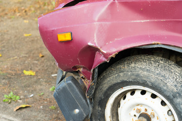 Photo of damage to the car after the accident. Place for your text.