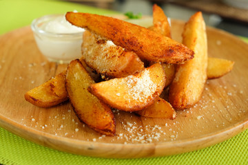 Potato Wedges on table