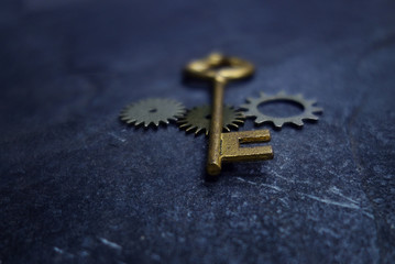 Vintage key and gears