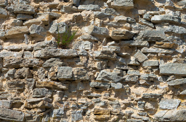 Very old limestone wall.