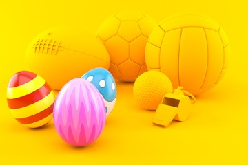 Sport background with easter eggs
