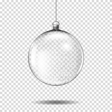 Transparent realistic christmas ball, isolated.