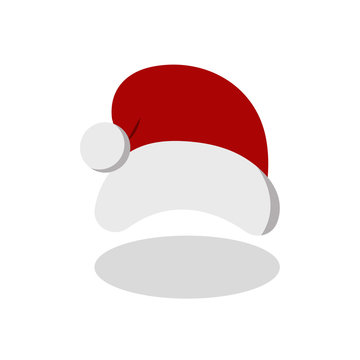 Santa Claus cartoon red hat silhouette in flat style isolated on white background.