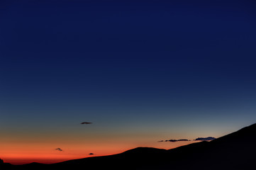 Early morning. Dawn over the mountains of the North Caucasus in Russia.