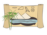 Ancient Egypt view on papyrus scroll