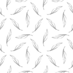 Seamless abstract graphic pattern of leaves, feathers.