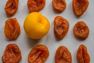 Fresh and dried apricots.