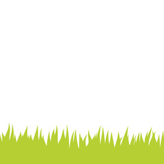 Obraz premium Card with green grass isolated on white background with empty space. Vector illustrator.