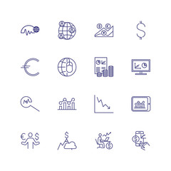 Financial analysis line icon set. Financier, broker, expert. Business concept. Can be used for topics like marketing, forecast, currency exchange