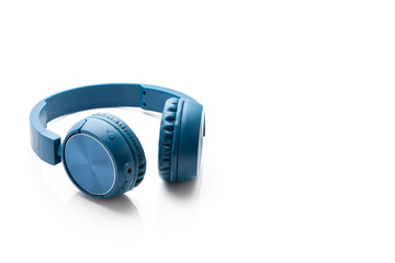 bluetooth blue headphone on white background