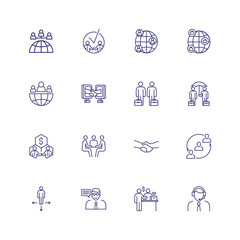 Partnership line icon set. Meeting, agreement, buying. Business concept. Can be used for topics like negotiations, networking, deal