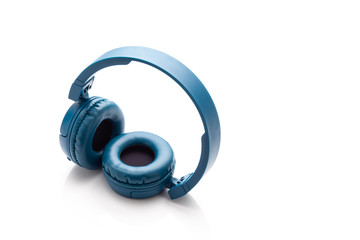 bluetooth blue headphone on white background