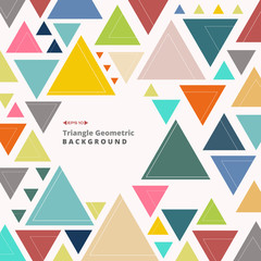 Abstract colorful retro triangle pattern shapes geometric background.