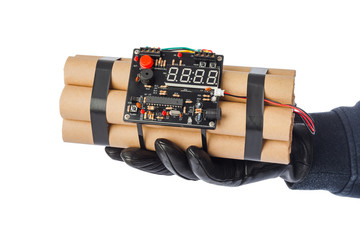 Hand with dynamite bomb