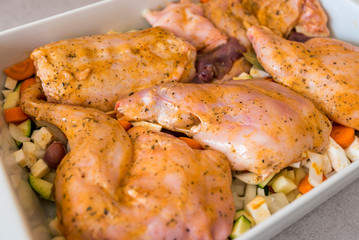 Marinated rabbit meat