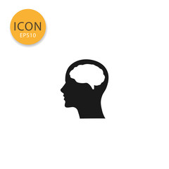 Head with brain icon isolated flat style.