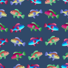 Seamless pattern with fish swimming in the sea