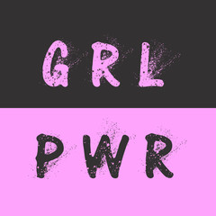 Girl Power grl pwr pink and grey