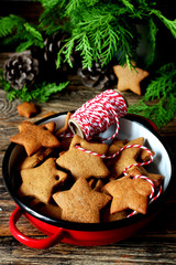 Christmas background contained of ginger cookies 