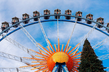 Weihnachtsmarkt ferry wheel at Christmas market in Berlin, Germany