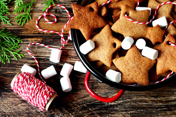 Christmas background contained of ginger cookies 